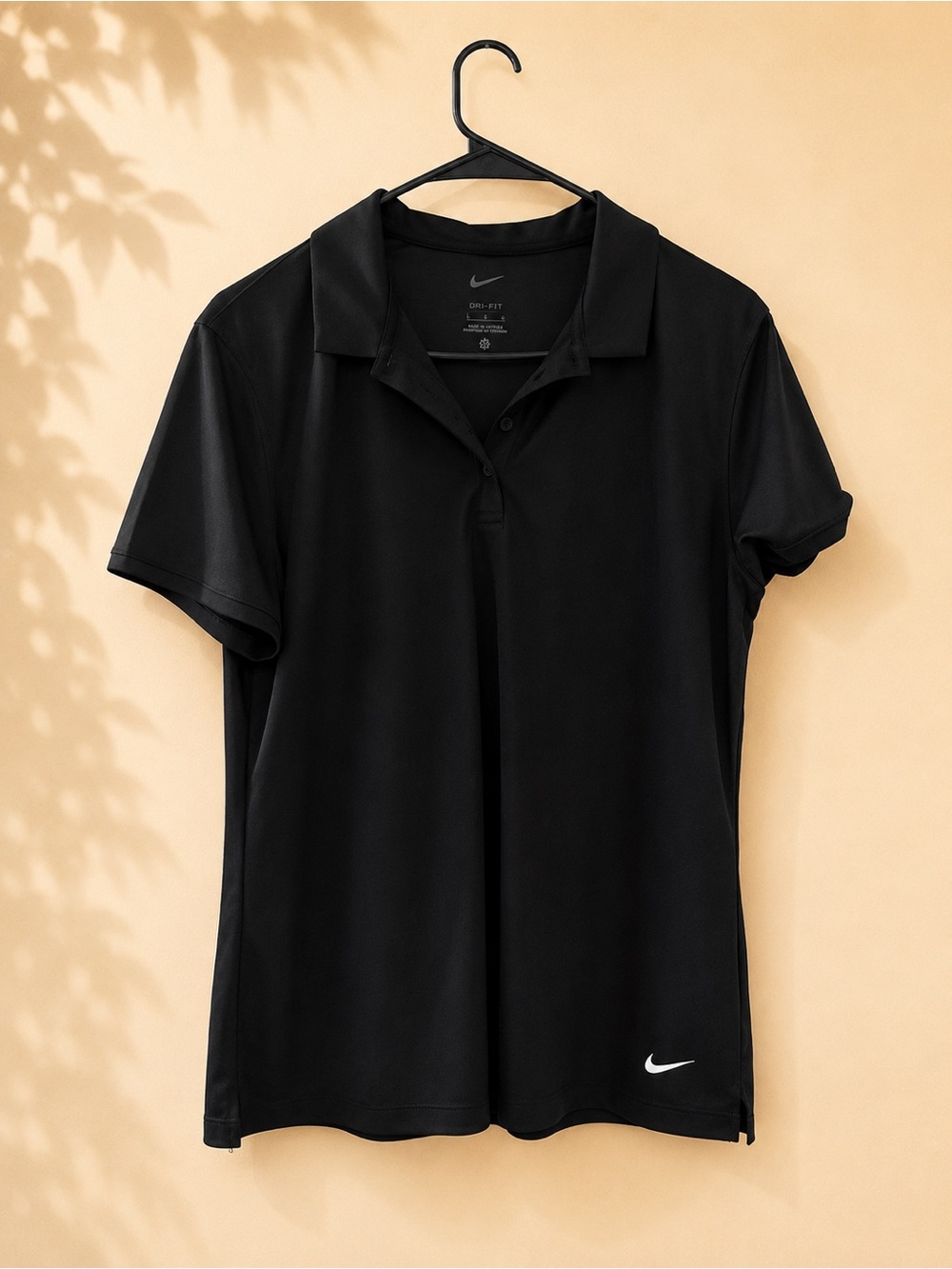 Nike Dri-FIT Black Polo Shirt Women’s Large Athletic Golf Tennis Training NWOT